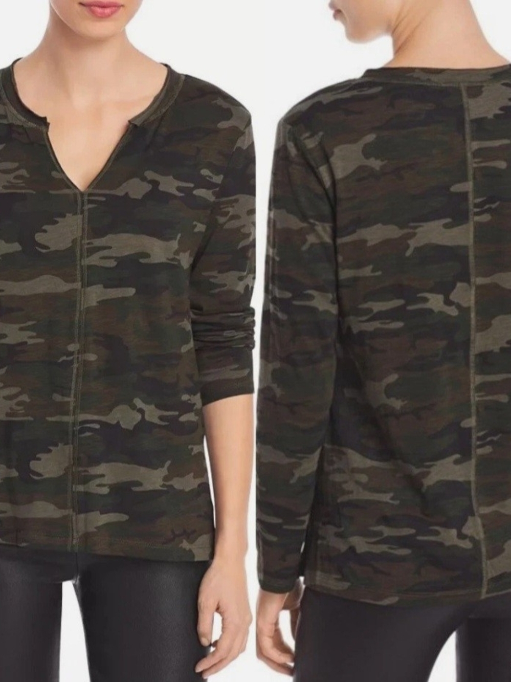 Sanctuary Women's Olive Camo Pullover Long Sleeve Top Medium